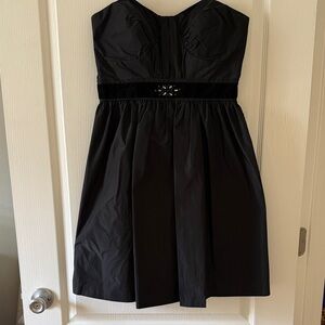 Max & Cleo Black Strapless Cocktail Dress with Embellished Waistband